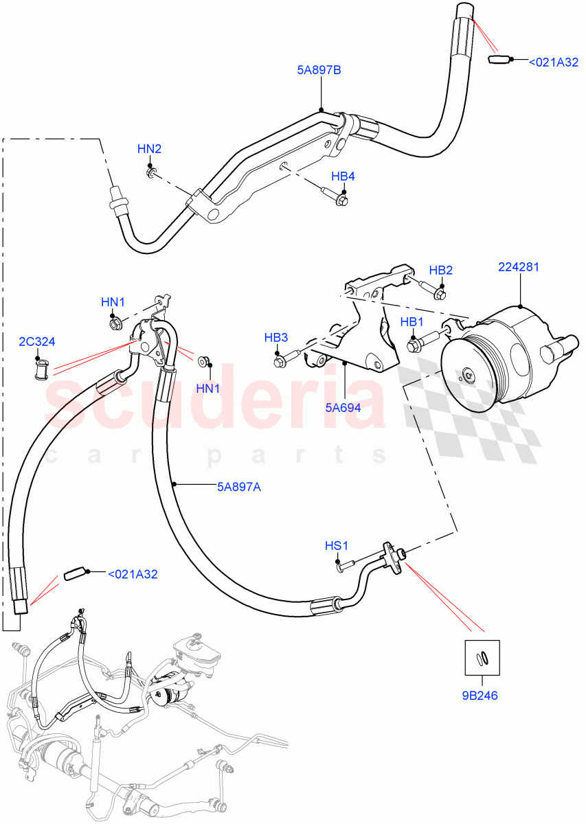 Active Anti-Roll Bar System(ARC Pump, High Pressure Pipes)(3.0 V6 Diesel,With ACE Suspension)((V)FROMJA000001,(V)TOJA999999) of Land Rover Land Rover Range Rover Sport (2014+) [5.0 OHC SGDI SC V8 Petrol]