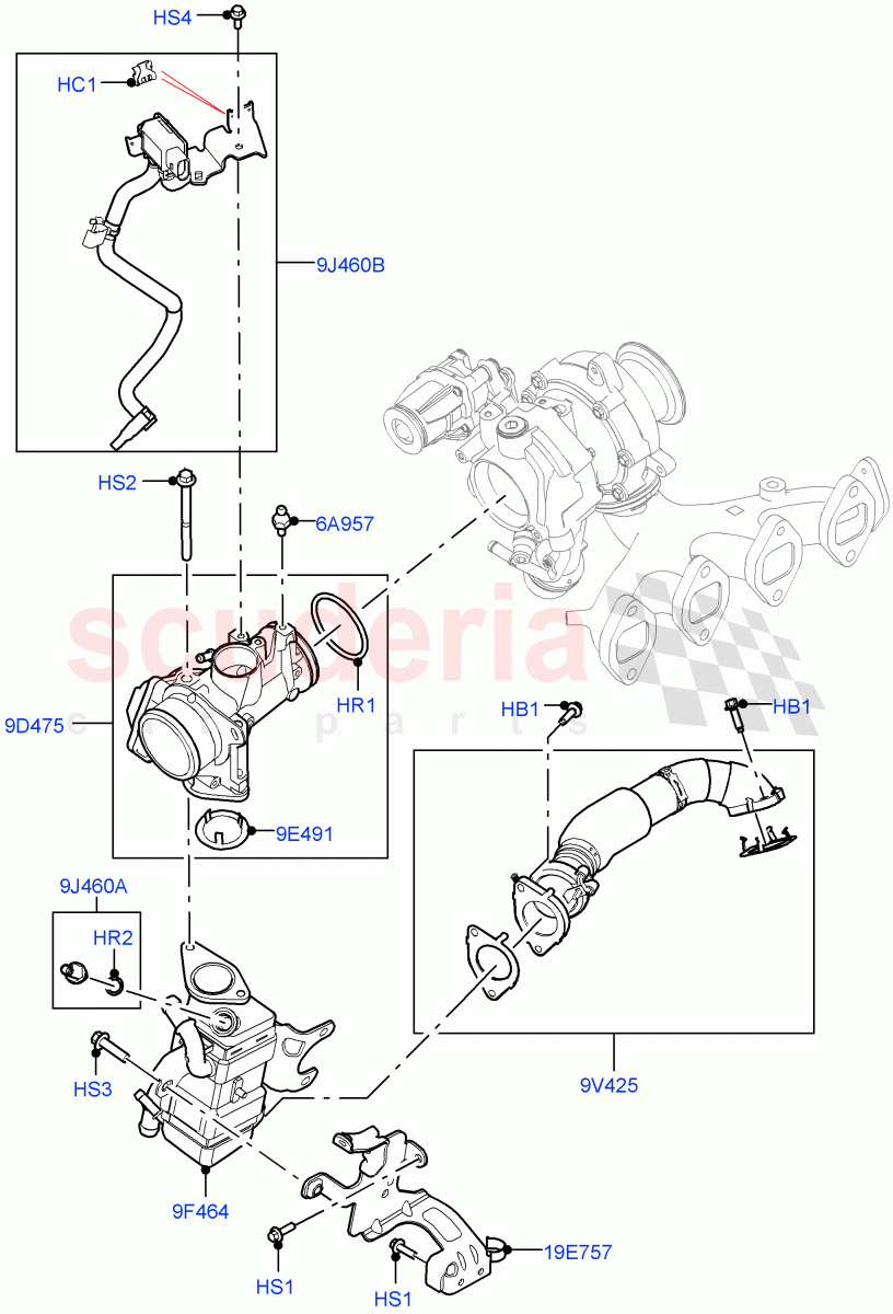 Exhaust Gas Recirculation(RH Side)(2.0L AJ21D4 Diesel Mid)((V)FROMMA000001) of Land Rover Land Rover Range Rover Velar (2017+) [2.0 Turbo Diesel AJ21D4]