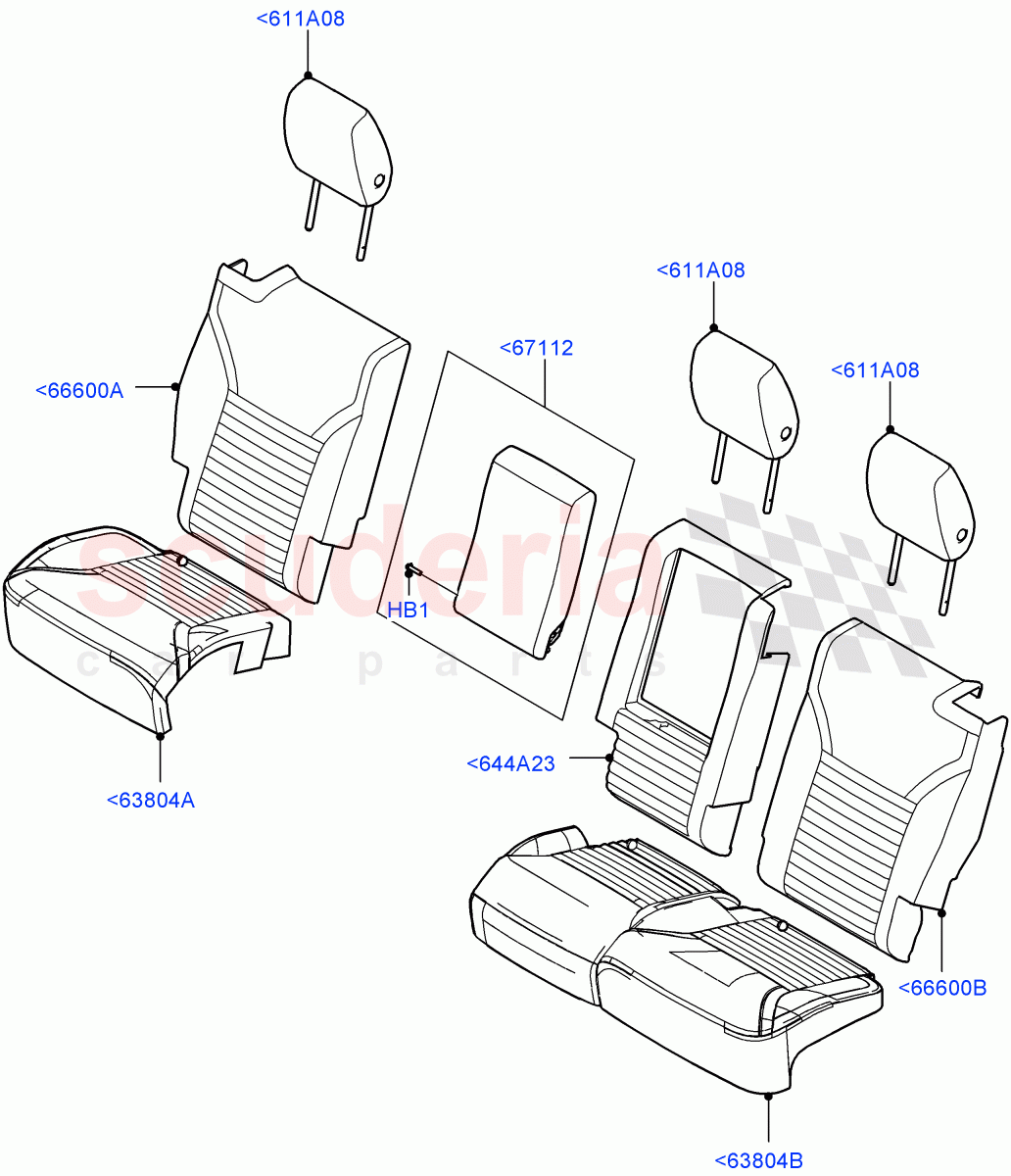 Rear Seat Covers(Nitra Plant Build)(Miko/PVC,60/40 Load Through With Slide)((V)FROMM2000001) of Land Rover Land Rover Discovery 5 (2017+) [3.0 I6 Turbo Diesel AJ20D6]