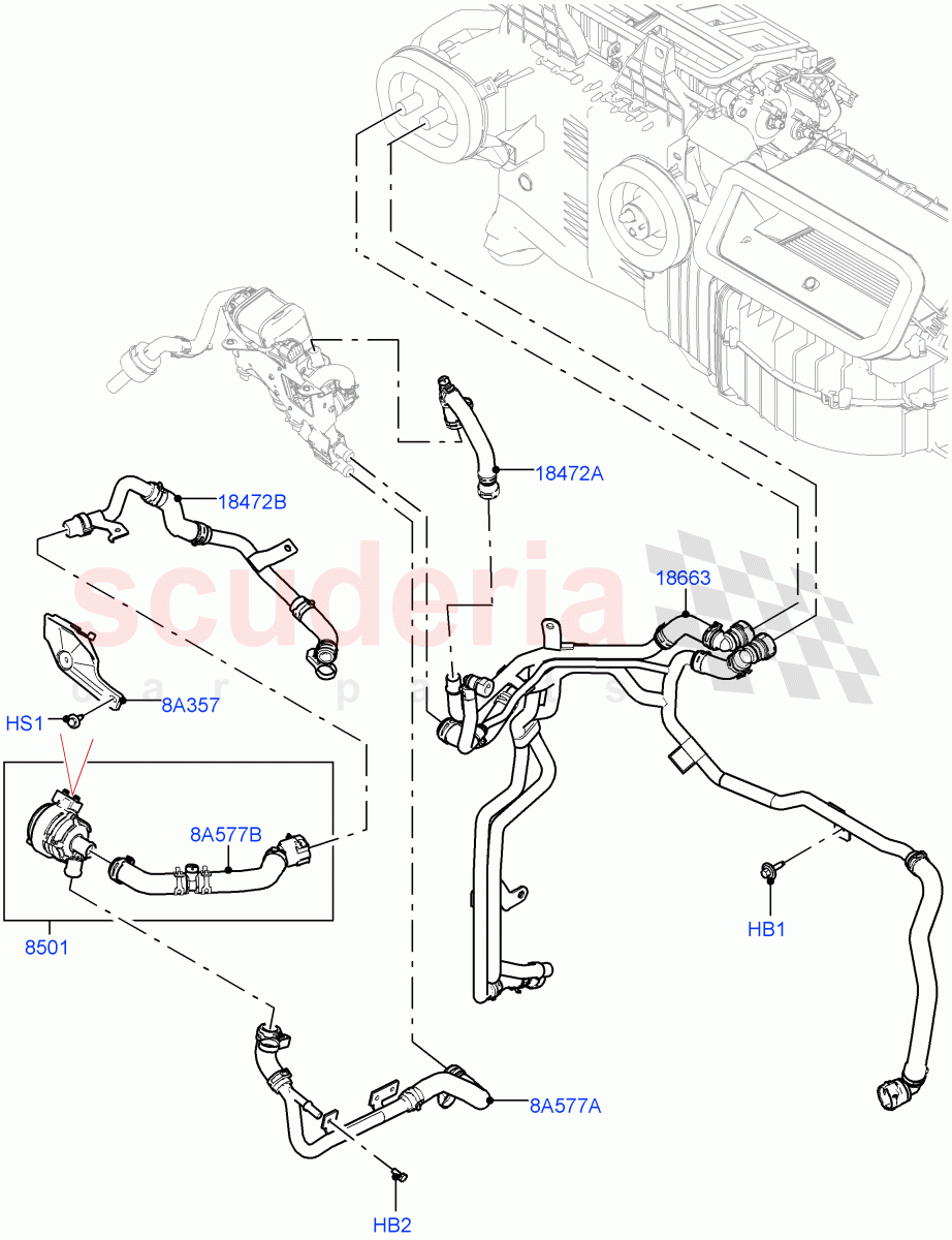 Heater Hoses (Front) (3.0L AJ20P6 Petrol High, Fuel Fired Heater With Park Heat, Premium Air Conditioning-Front/Rear, Fuel Heater W/Pk Heat With Remote) ((V) FROMKA000001) of Land Rover Land Rover Range Rover (2012-2021) [3.0 Diesel 24V DOHC TC]