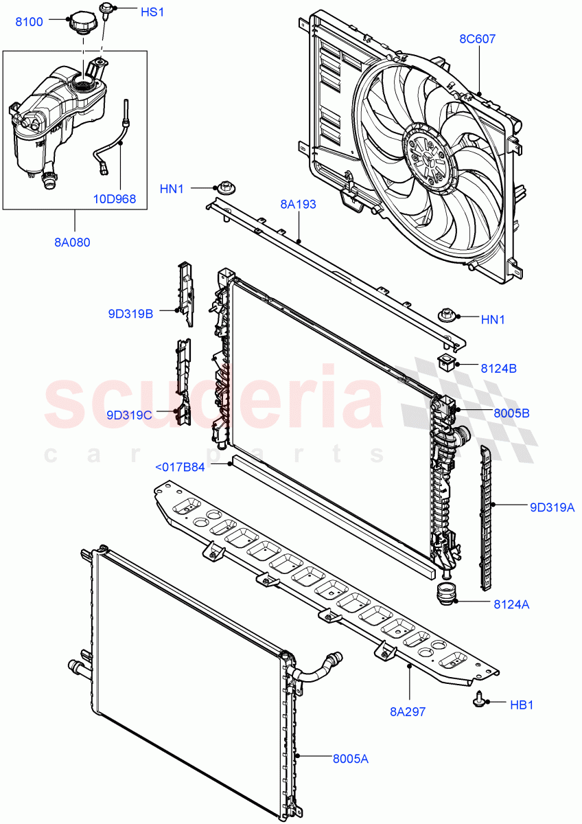 Radiator/Coolant Overflow Container (2.0L I4 DSL MID DOHC AJ200, Itatiaia (Brazil), 2.0L I4 DSL HIGH DOHC AJ200) ((V) FROMGT000001) of Land Rover Land Rover Range Rover Evoque (2012-2018) [2.0 Turbo Diesel]
