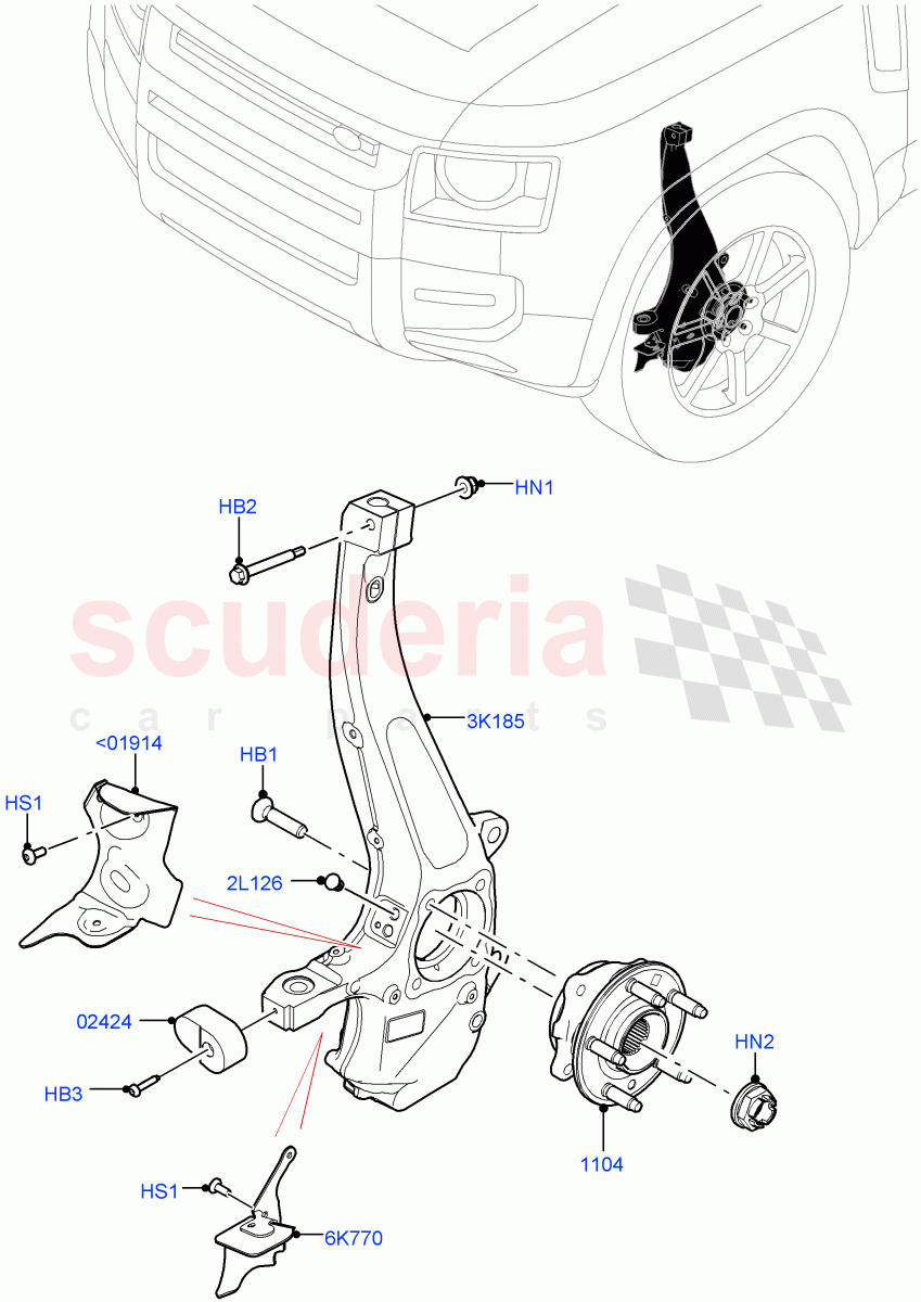 Front Knuckle And Hub((V)FROMM2000001) of Land Rover Land Rover Defender (2020+) [3.0 I6 Turbo Petrol AJ20P6]