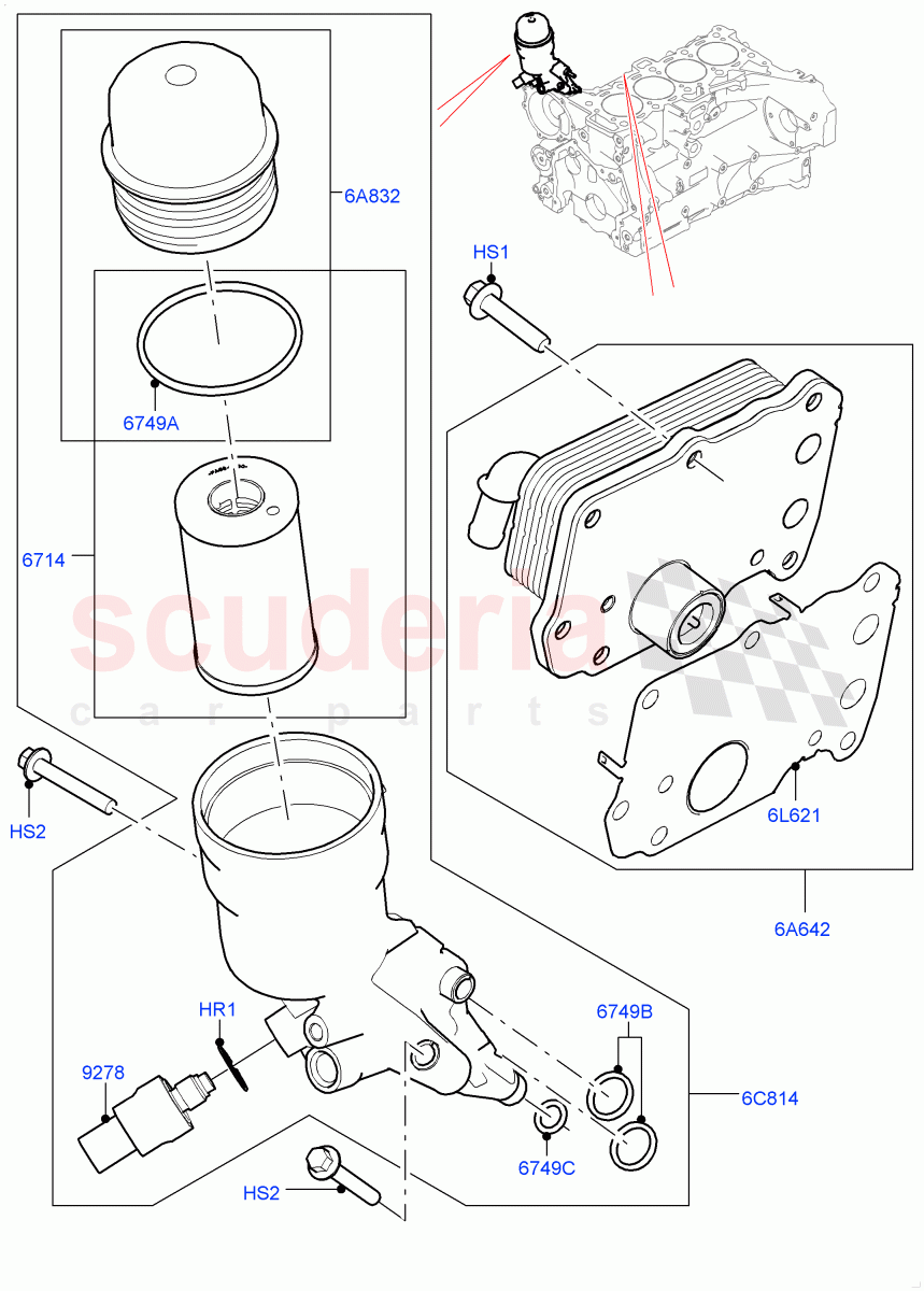 Oil Cooler And Filter(Nitra Plant Build)(2.0L I4 DSL HIGH DOHC AJ200)((V)FROMK2000001) of Land Rover Land Rover Discovery 5 (2017+) [2.0 Turbo Diesel]