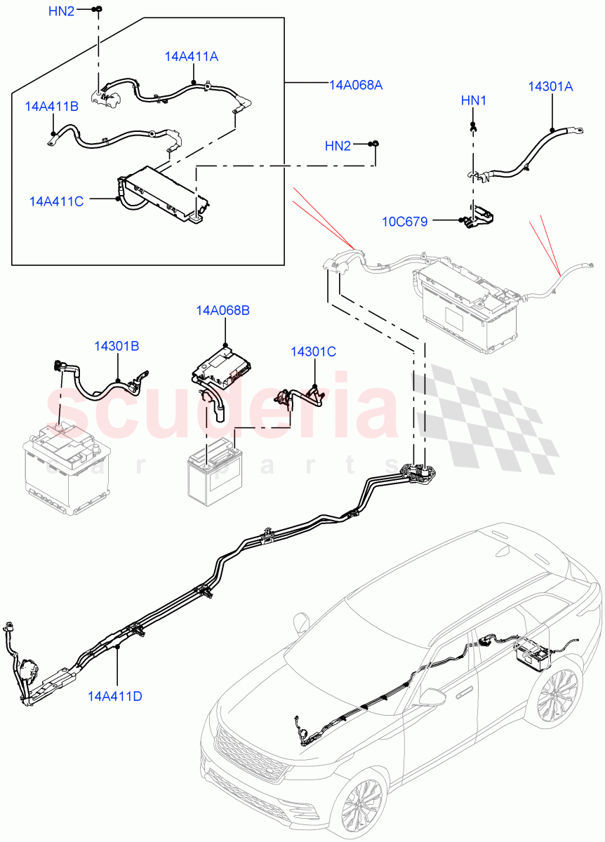 Battery Cables And Horn(Battery Cables) of Land Rover Land Rover Range Rover Velar (2017+) [5.0 OHC SGDI SC V8 Petrol]