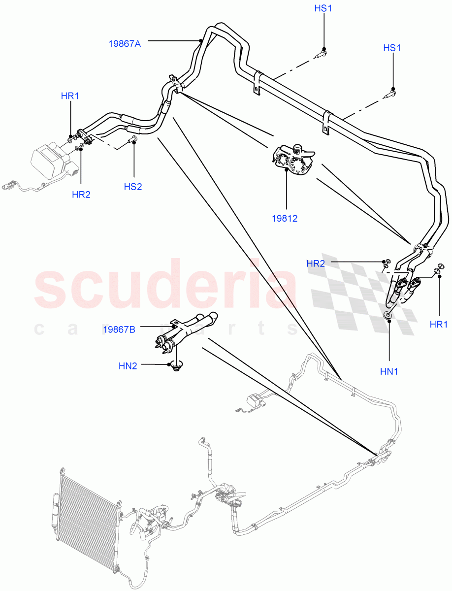 Air Conditioning Condensr/Compressr(Rear)(Air Conditioning Hybrid-Front/Rear,2 Zone Air Conditioning - Hybrid)((V)FROMEA000001,(V)TOHA999999) of Land Rover Land Rover Range Rover Sport (2014+) [2.0 Turbo Diesel]