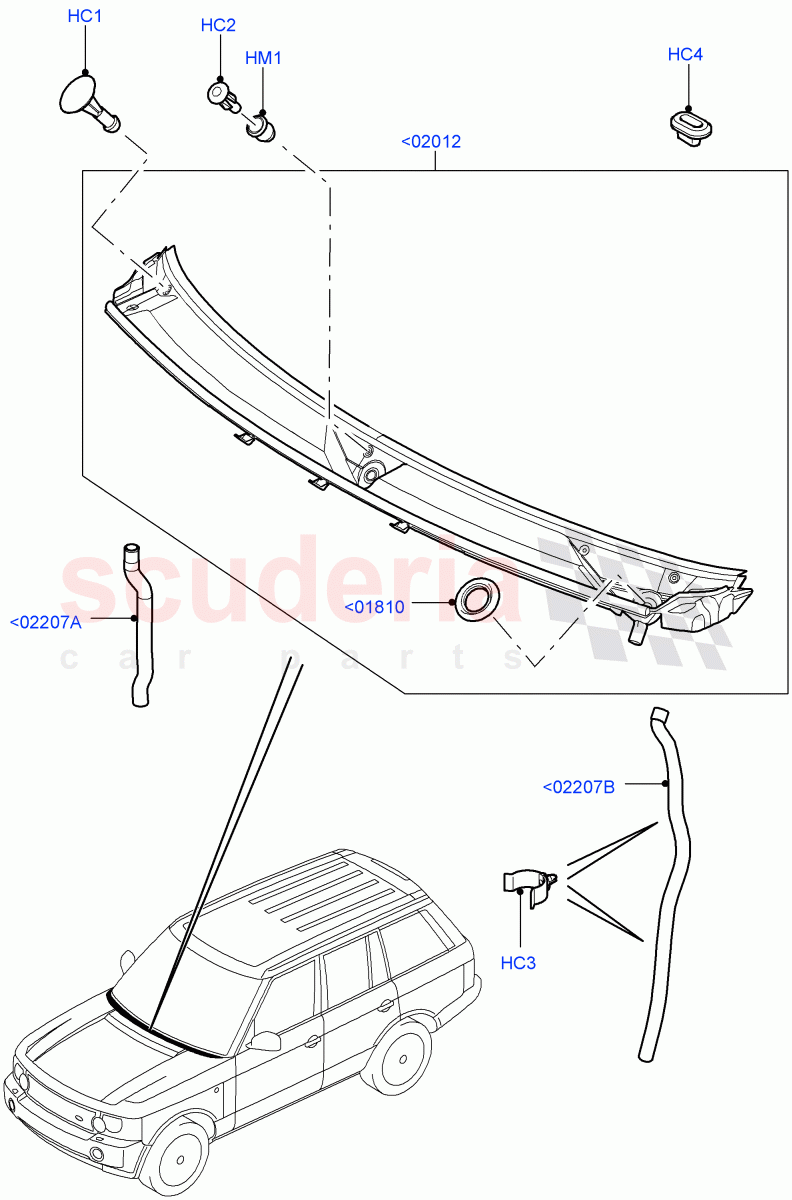 Cowl/Panel And Related Parts(Less Armoured)((V)FROMAA000001) of Land Rover Land Rover Range Rover (2010-2012) [5.0 OHC SGDI NA V8 Petrol]