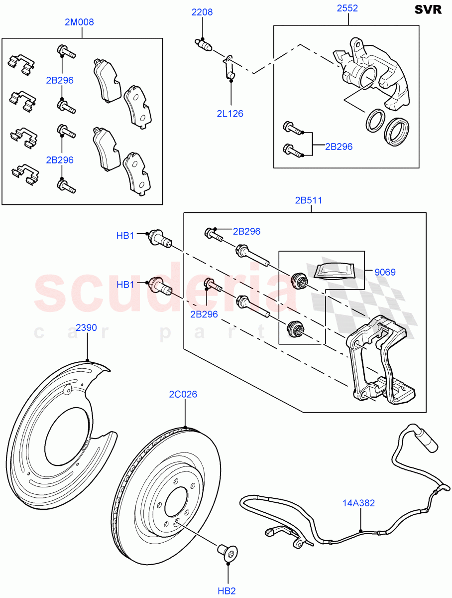 Rear Brake Discs And Calipers(SVR Version,SVR)((V)FROMFA000001) of Land Rover Land Rover Range Rover Sport (2014+) [3.0 I6 Turbo Petrol AJ20P6]