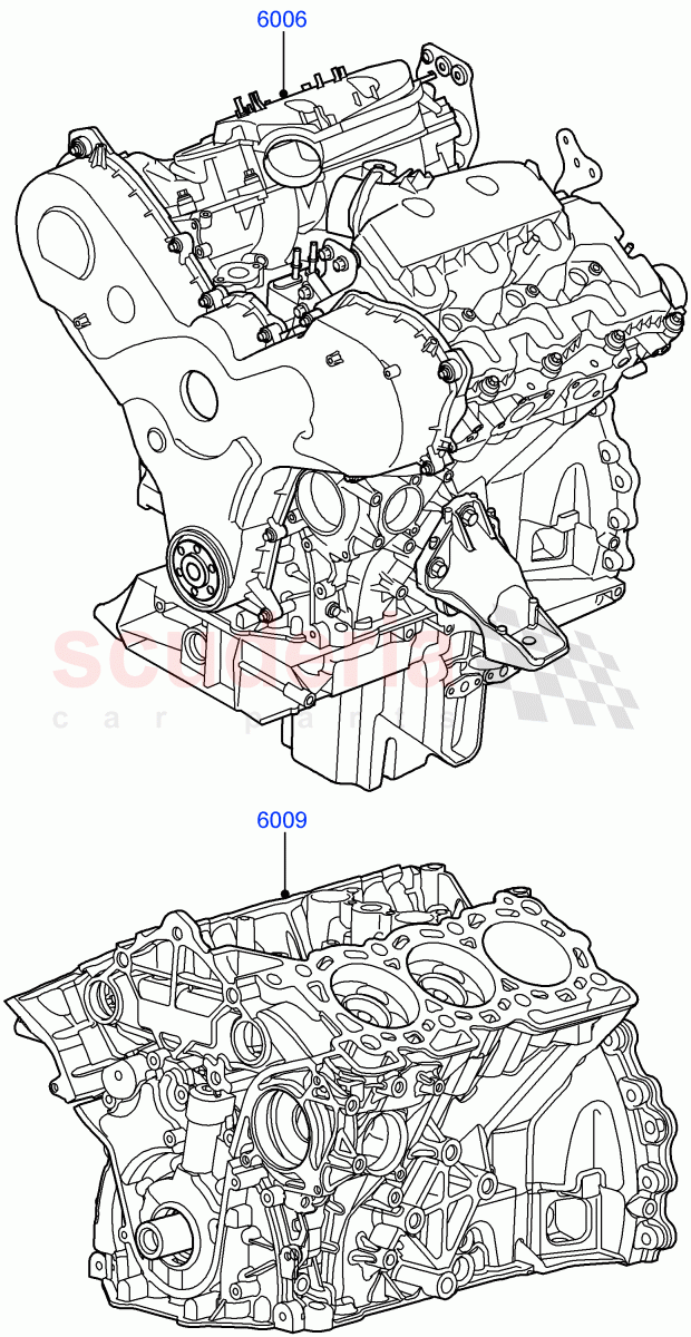 Service Engine And Short Block(Solihull Plant Build)(3.0 V6 Diesel)((V)FROMAA000001) of Land Rover Land Rover Range Rover Velar (2017+) [3.0 Diesel 24V DOHC TC]