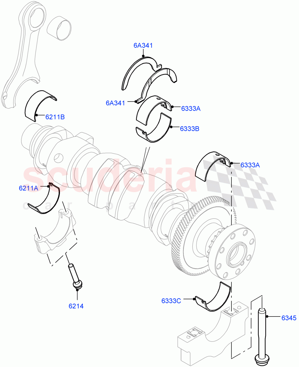 Crankshaft/Pistons And Bearings (2.0L I4 High DOHC AJ200 Petrol, Halewood (UK), 2.0L I4 Mid DOHC AJ200 Petrol, 2.0L I4 Mid AJ200 Petrol E100) ((V) FROMJH000001) of Land Rover Land Rover Discovery Sport (2015+) [2.0 Turbo Petrol AJ200P]