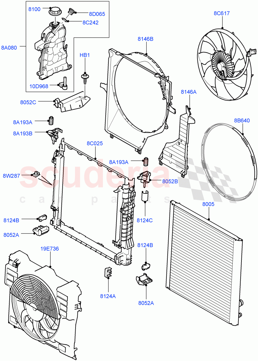 Radiator/Coolant Overflow Container(5.0L OHC SGDI NA V8 Petrol - AJ133)((V)FROMAA000001) of Land Rover Land Rover Range Rover (2010-2012) [5.0 OHC SGDI NA V8 Petrol]