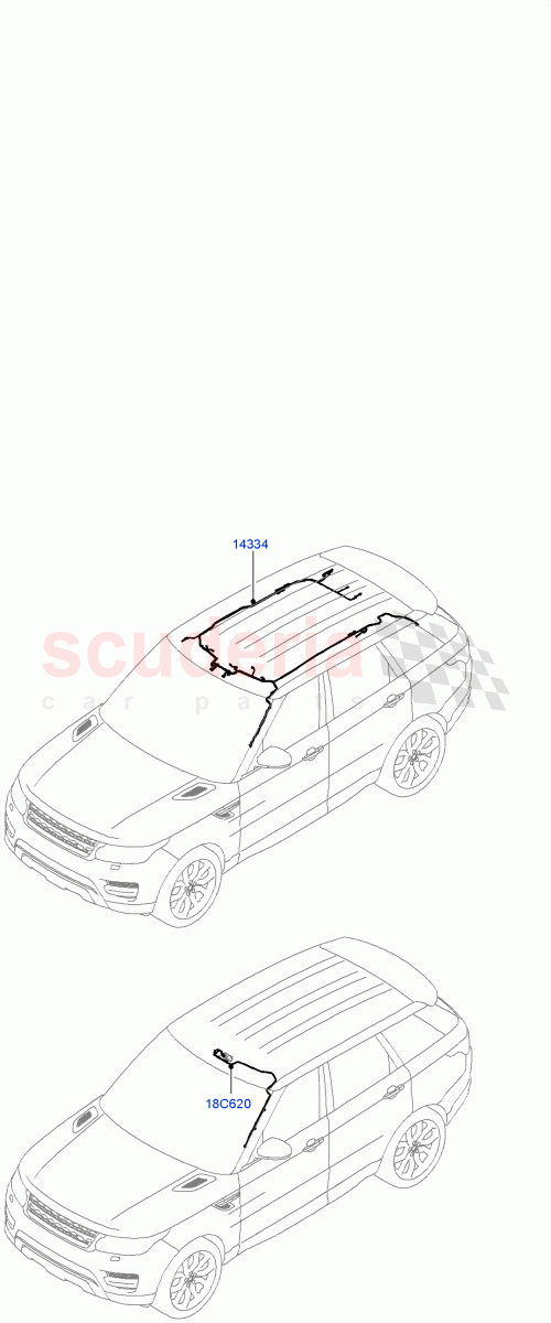 Electrical Wiring - Body And Rear (Roof) of Land Rover Land Rover Range Rover Sport (2014+) [2.0 Turbo Petrol AJ200P]