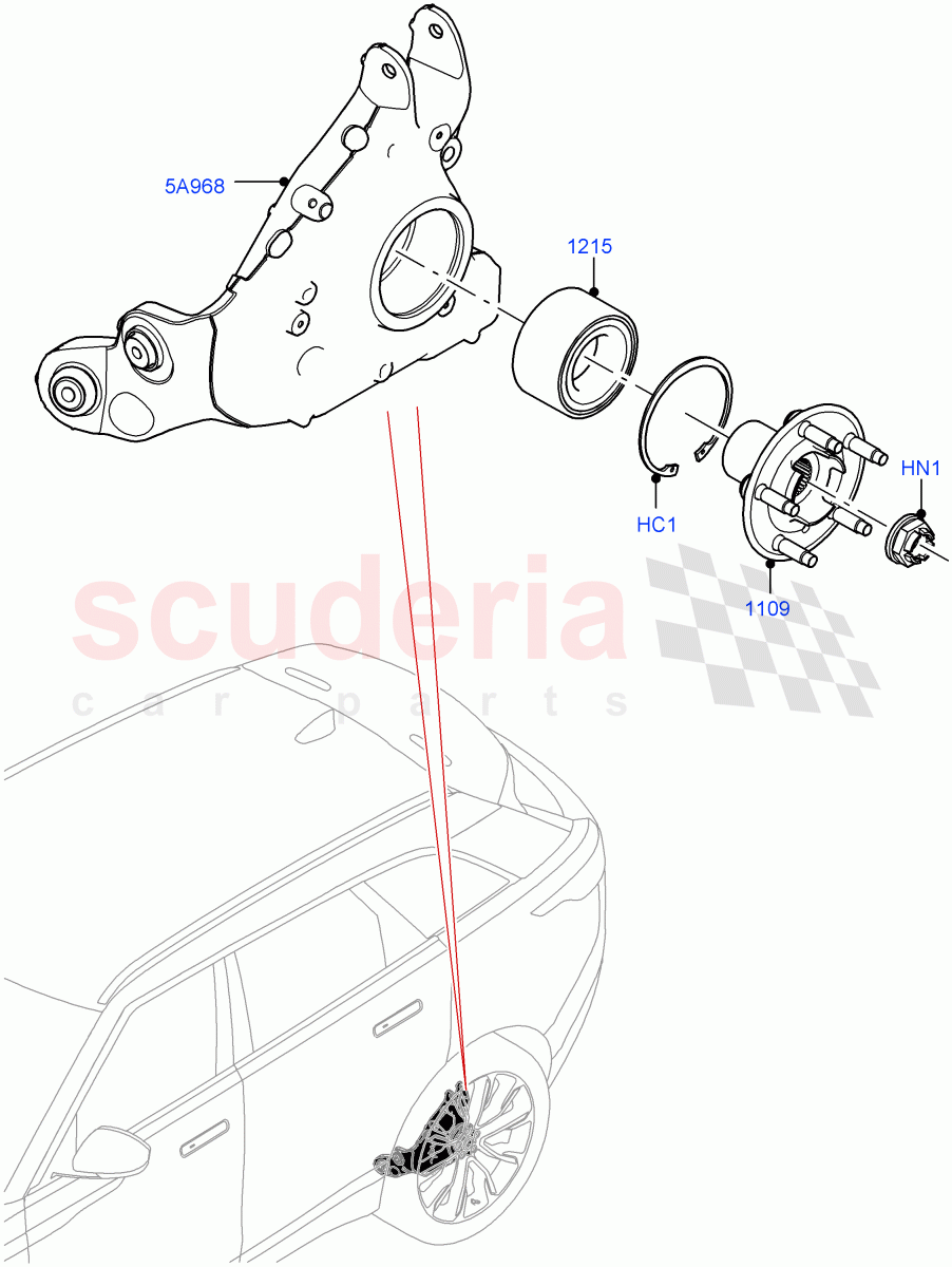 Rear Knuckle And Hub of Land Rover Land Rover Range Rover Velar (2017+) [3.0 Diesel 24V DOHC TC]