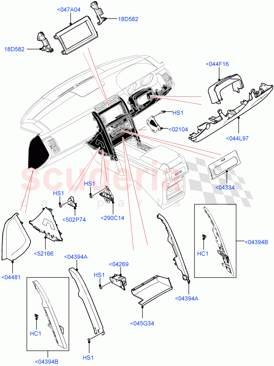 Instrument Panel(Nitra Plant Build, External Components, Lower)((V)FROMK2000001) of Land Rover Land Rover Discovery 5 (2017+) [2.0 Turbo Petrol AJ200P]