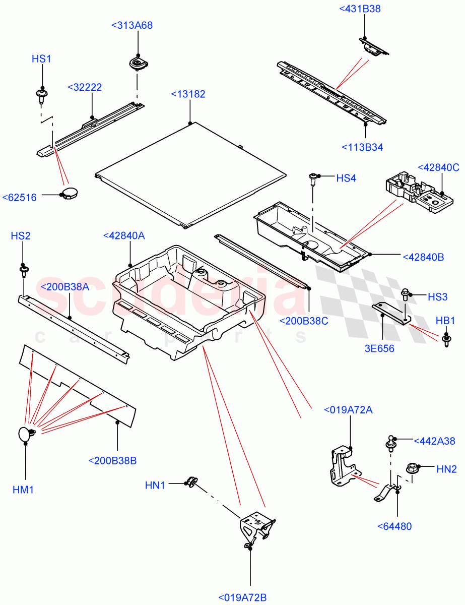 Load Compartment Trim (Nitra Plant Build, Floor) (Less 3rd Row Rear Seat, With 2 Seat Configuration, With 5 Seat Configuration) ((V) FROMK2000001) of Land Rover Land Rover Discovery 5 (2017+) [3.0 DOHC GDI SC V6 Petrol]