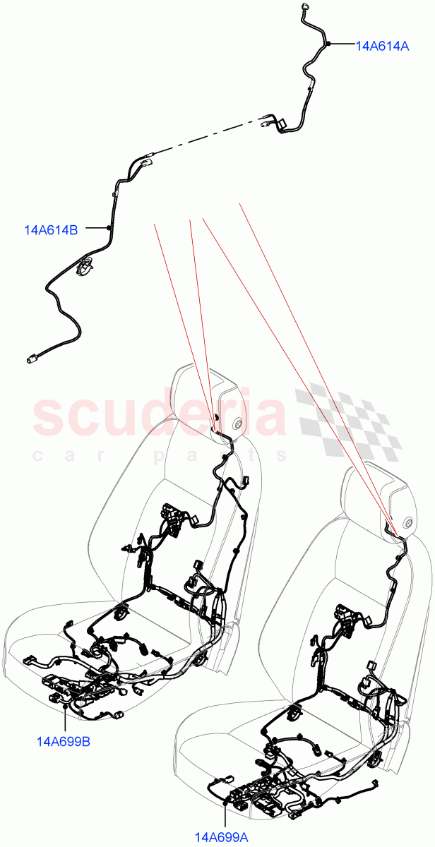 Wiring - Seats (Front Seats) (Seat - Standard) ((V) FROMJA000001, (V) TOJA999999) of Land Rover Land Rover Range Rover Sport (2014+) [3.0 I6 Turbo Diesel AJ20D6]