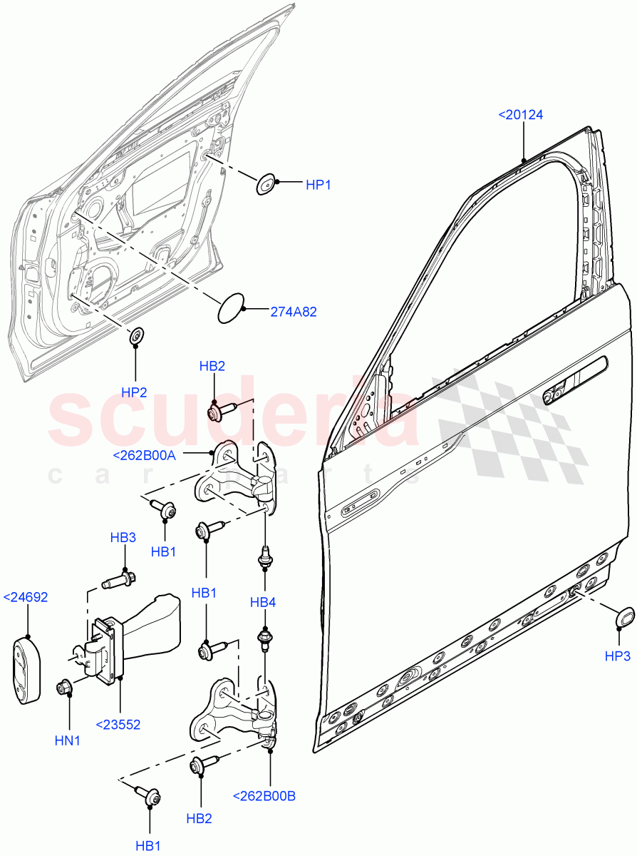 Front Doors, Hinges & Weatherstrips (Door And Fixings) of Land Rover Land Rover Range Rover Velar (2017+) [3.0 DOHC GDI SC V6 Petrol]