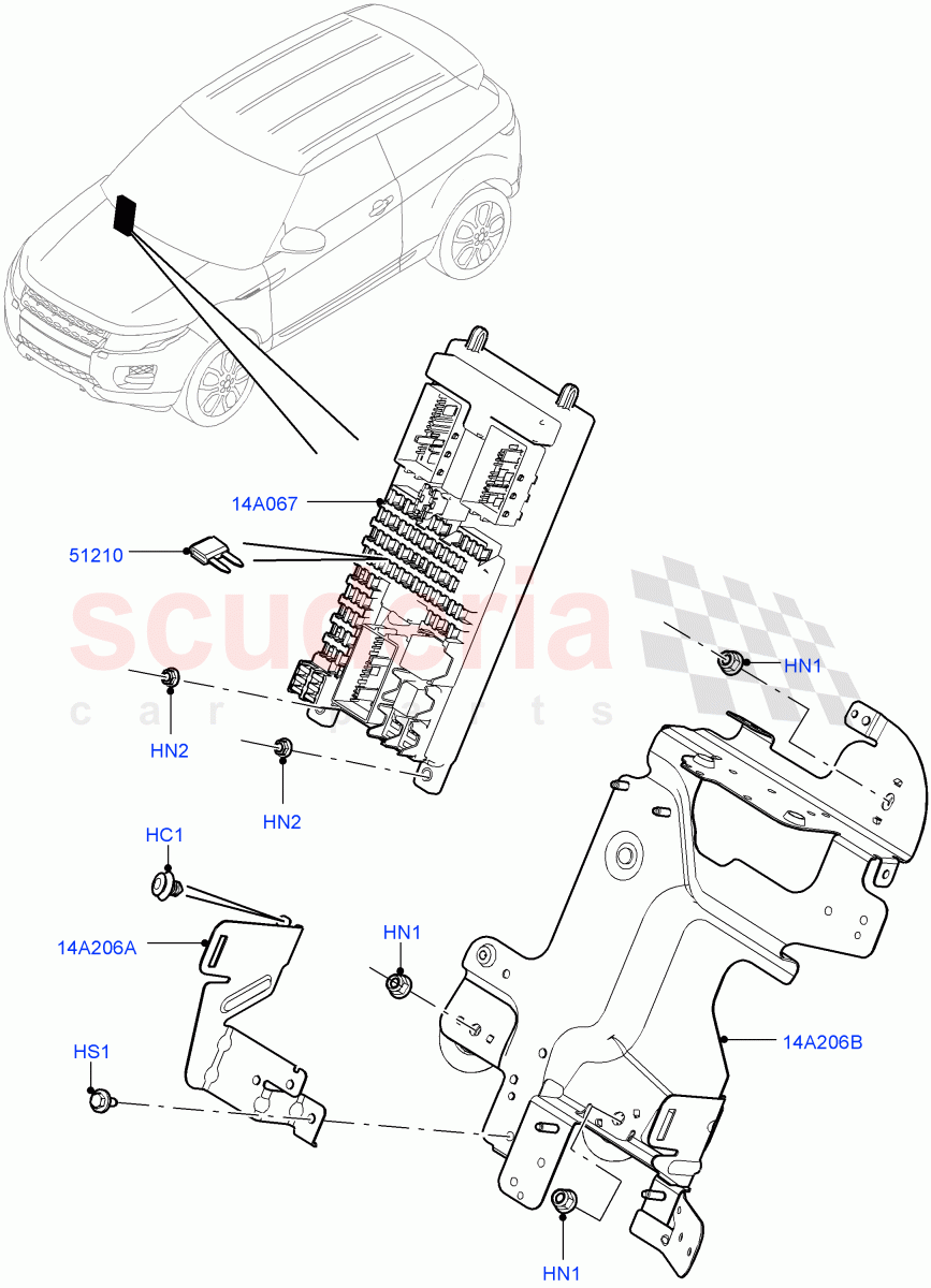 Fuses, Holders And Circuit Breakers(Passenger Compartment)(Halewood (UK)) of Land Rover Land Rover Range Rover Evoque (2012-2018) [2.2 Single Turbo Diesel]