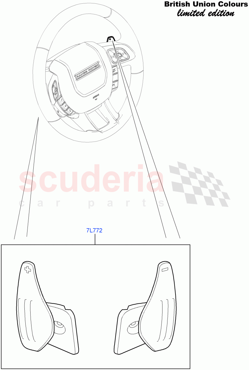 Gear Change-Automatic Transmission(Union Mono Colours LE, Steering Wheel, Union Colours LE)(9 Speed Auto AWD,Rotary Gearshift Knob - Red)((V)FROMFH000001) of Land Rover Land Rover Range Rover Evoque (2012-2018) [2.0 Turbo Petrol AJ200P]