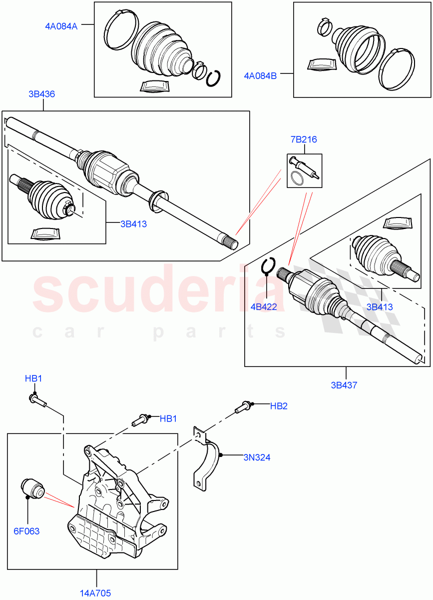 Drive Shaft - Front Axle Drive (2.0L I4 Mid DOHC AJ200 Petrol, Changsu (China), 2.0L AJ20P4 Petrol Mid PTA) ((V) FROMKG446857) of Land Rover Land Rover Discovery Sport (2015+) [1.5 I3 Turbo Petrol AJ20P3]