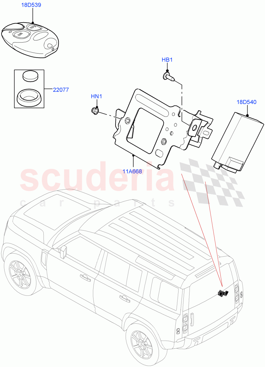 Auxiliary Fuel Fired Pre-Heater (Remote Control) (Fuel Heater W/Pk Heat With Remote) of Land Rover Land Rover Defender (2020+) [3.0 I6 Turbo Petrol AJ20P6]