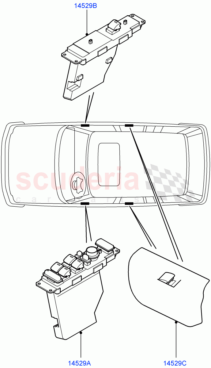 Switches(Front And Rear Doors)((V)FROMAA000001) of Land Rover Land Rover Range Rover (2010-2012) [5.0 OHC SGDI SC V8 Petrol]