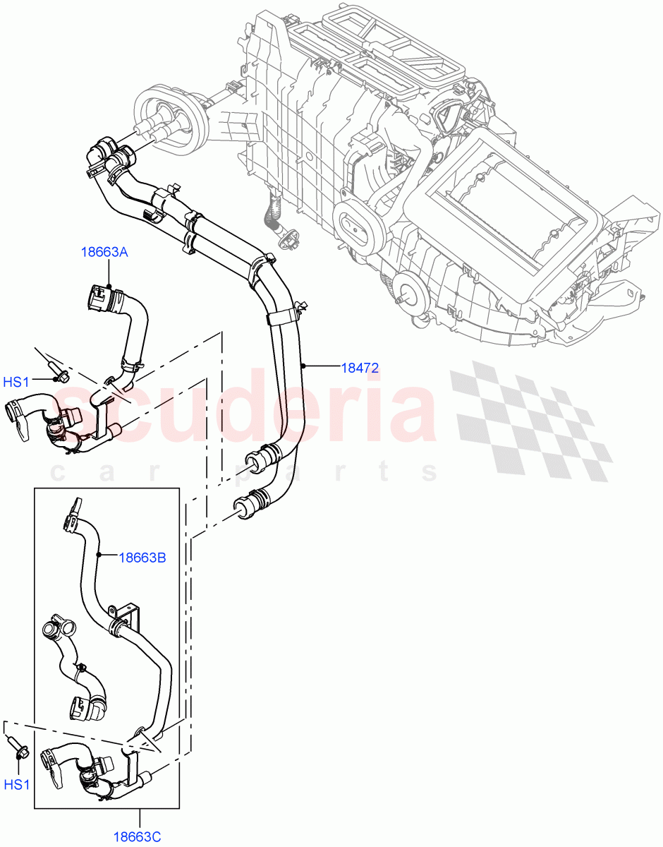 Heater Hoses(2.0L I4 DSL MID DOHC AJ200,With Ptc Heater,2.0L I4 DSL HIGH DOHC AJ200,Less Heater) of Land Rover Land Rover Range Rover Velar (2017+) [3.0 I6 Turbo Petrol AJ20P6]