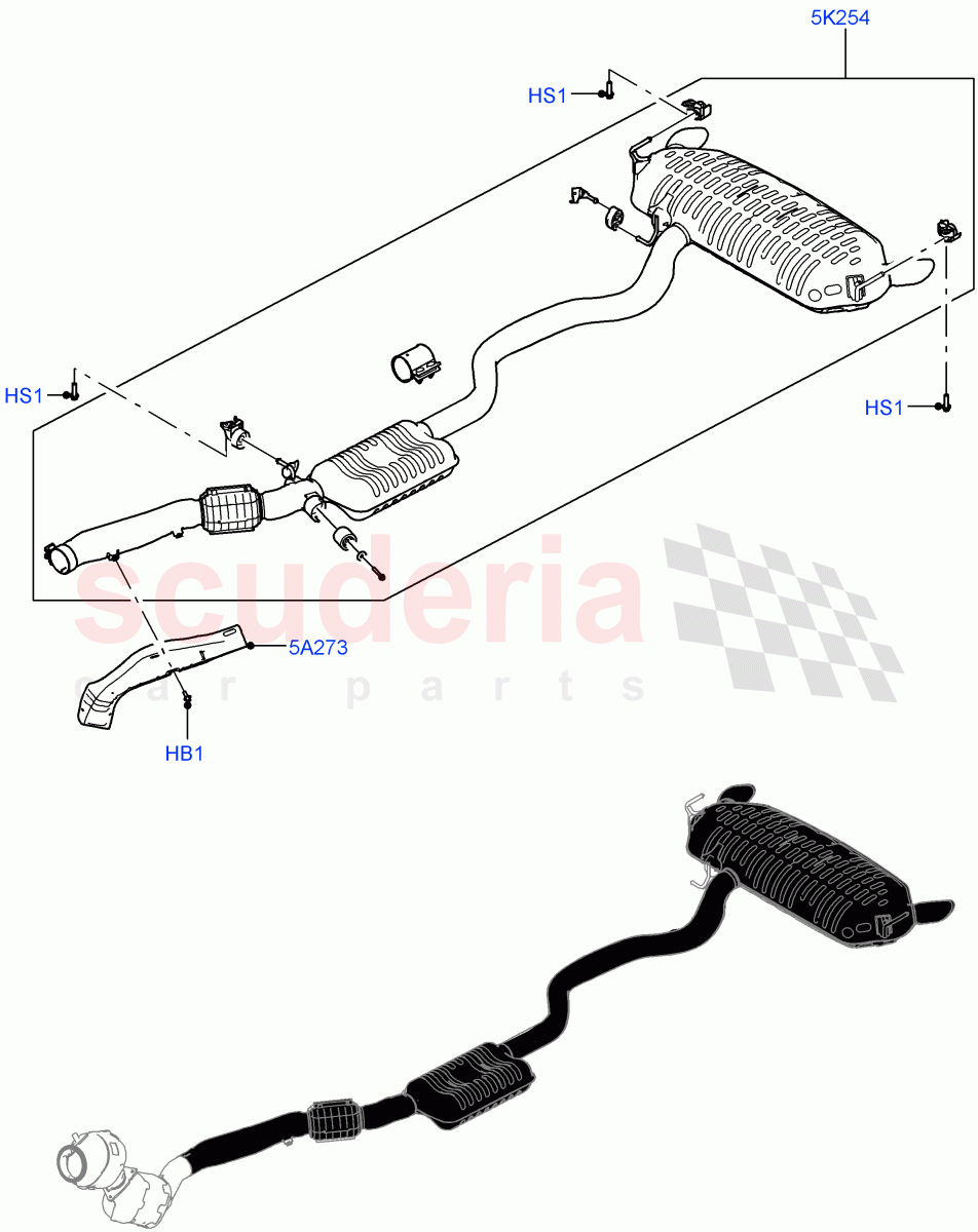 Rear Exhaust System(3.0L AJ20P6 Petrol High) of Land Rover Land Rover Range Rover (2022+) [3.0 I6 Turbo Petrol AJ20P6]