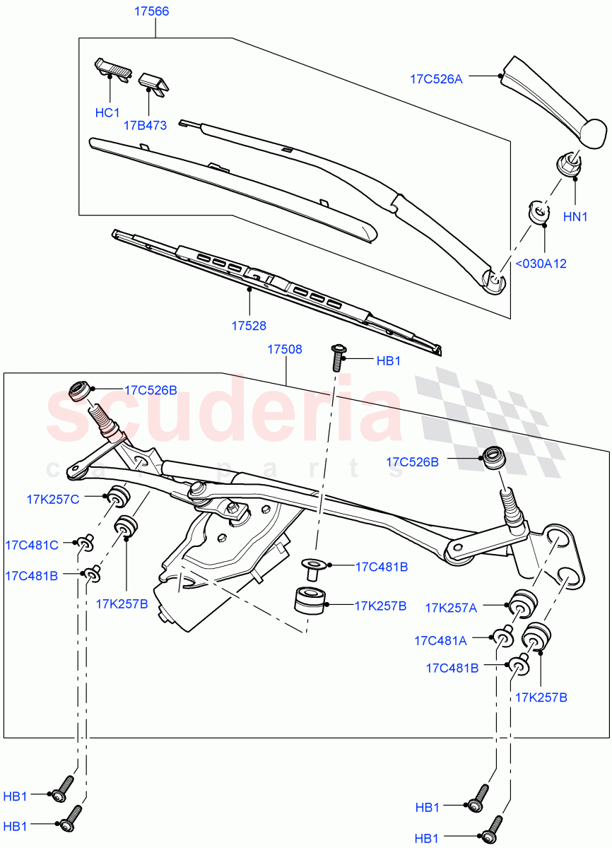 Windscreen Wiper(Windshield Wiper, Includes Motor And Linkage)((V)FROMAA000001) of Land Rover Land Rover Range Rover (2010-2012) [4.4 DOHC Diesel V8 DITC]