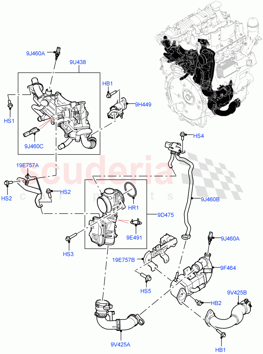 Exhaust Gas Recirculation (2.0L AJ21D4 Diesel Mid, Halewood (UK)) ((V) FROMMH000001) of Land Rover Land Rover Range Rover Evoque (2019+) [2.0 Turbo Diesel AJ21D4]