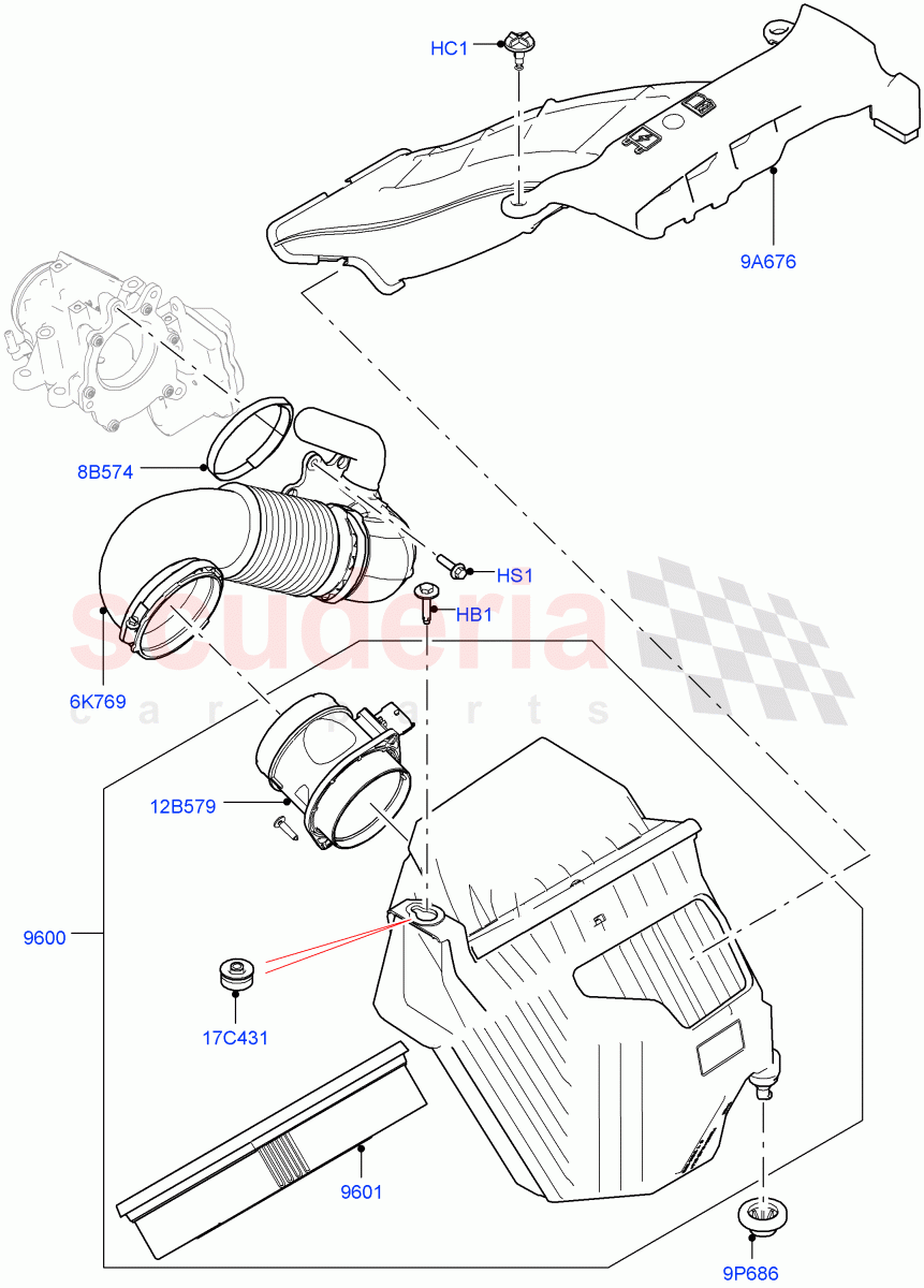 Air Cleaner (2.0L I4 DSL MID DOHC AJ200, 2.0L I4 DSL HIGH DOHC AJ200) ((V) FROMGH000001) of Land Rover Land Rover Discovery Sport (2015+) [2.0 Turbo Diesel]