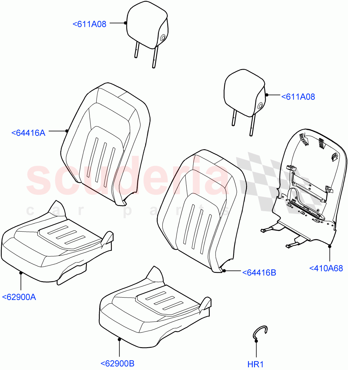 Front Seat Covers(Standard Wheelbase,Ebony Black/Ebony Black Interior,Prf Wndsr Lthr/Prfmnc Fabric wth SC,Short Wheelbase)((V)FROMM2065457) of Land Rover Land Rover Defender (2020+) [2.0 Turbo Diesel]