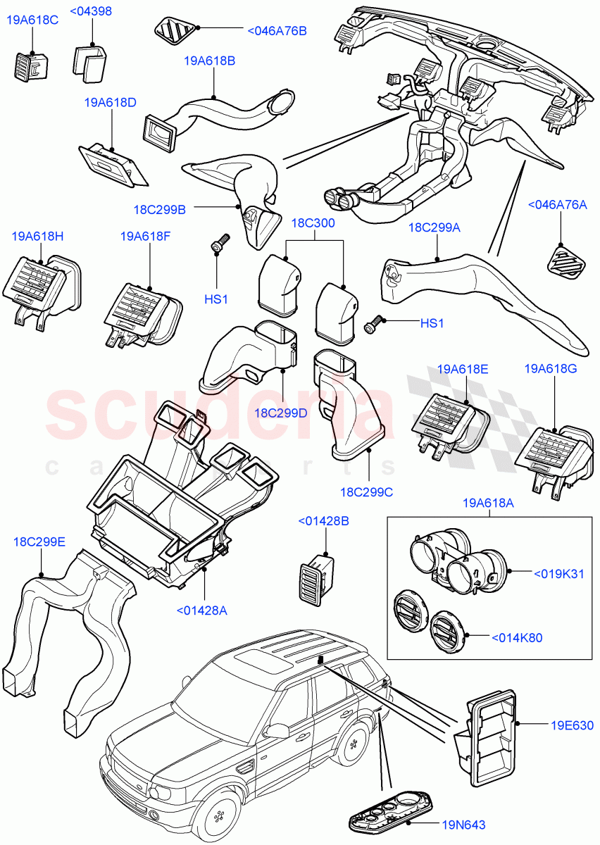 Air Vents, Louvres And Ducts((V)TO9A999999) of Land Rover Land Rover Range Rover Sport (2005-2009) [3.6 V8 32V DOHC EFI Diesel]