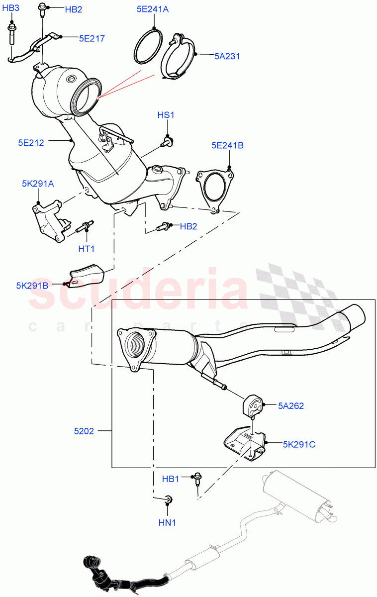 Front Exhaust System (2.0L AJ20P4 Petrol Mid PTA, Beijing 6 Petrol Emission, Changsu (China)) ((V) FROMKG446857, (V) TOMG140568) of Land Rover Land Rover Discovery Sport (2015+) [2.0 Turbo Petrol AJ200P]