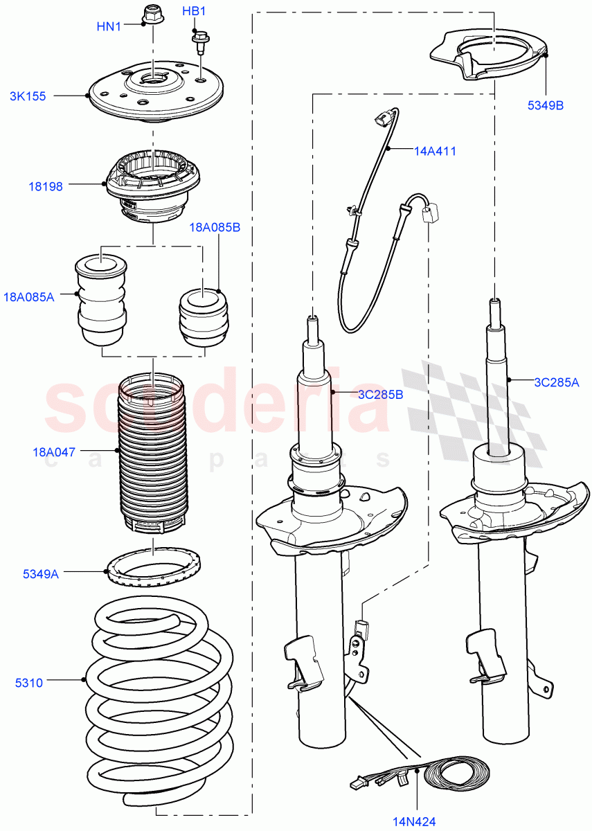 Front Suspension Struts And Springs(Halewood (UK)) of Land Rover Land Rover Range Rover Evoque (2012-2018) [2.2 Single Turbo Diesel]