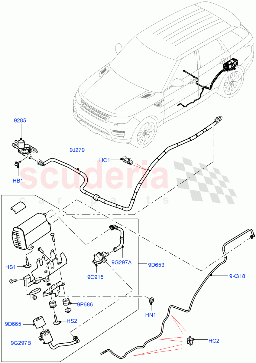 Carbon Canister (2.0L AJ200P Hi PHEV) ((V) FROMJA000001) of Land Rover Land Rover Range Rover (2012-2021) [2.0 Turbo Petrol AJ200P]