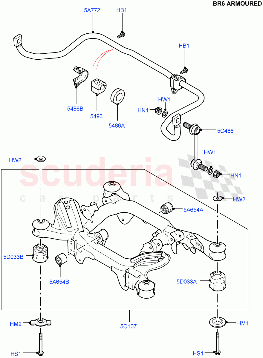 Rear Cross Member & Stabilizer Bar(With B6 Level Armouring)((V)FROMAA000001) of Land Rover Land Rover Range Rover (2010-2012) [3.6 V8 32V DOHC EFI Diesel]