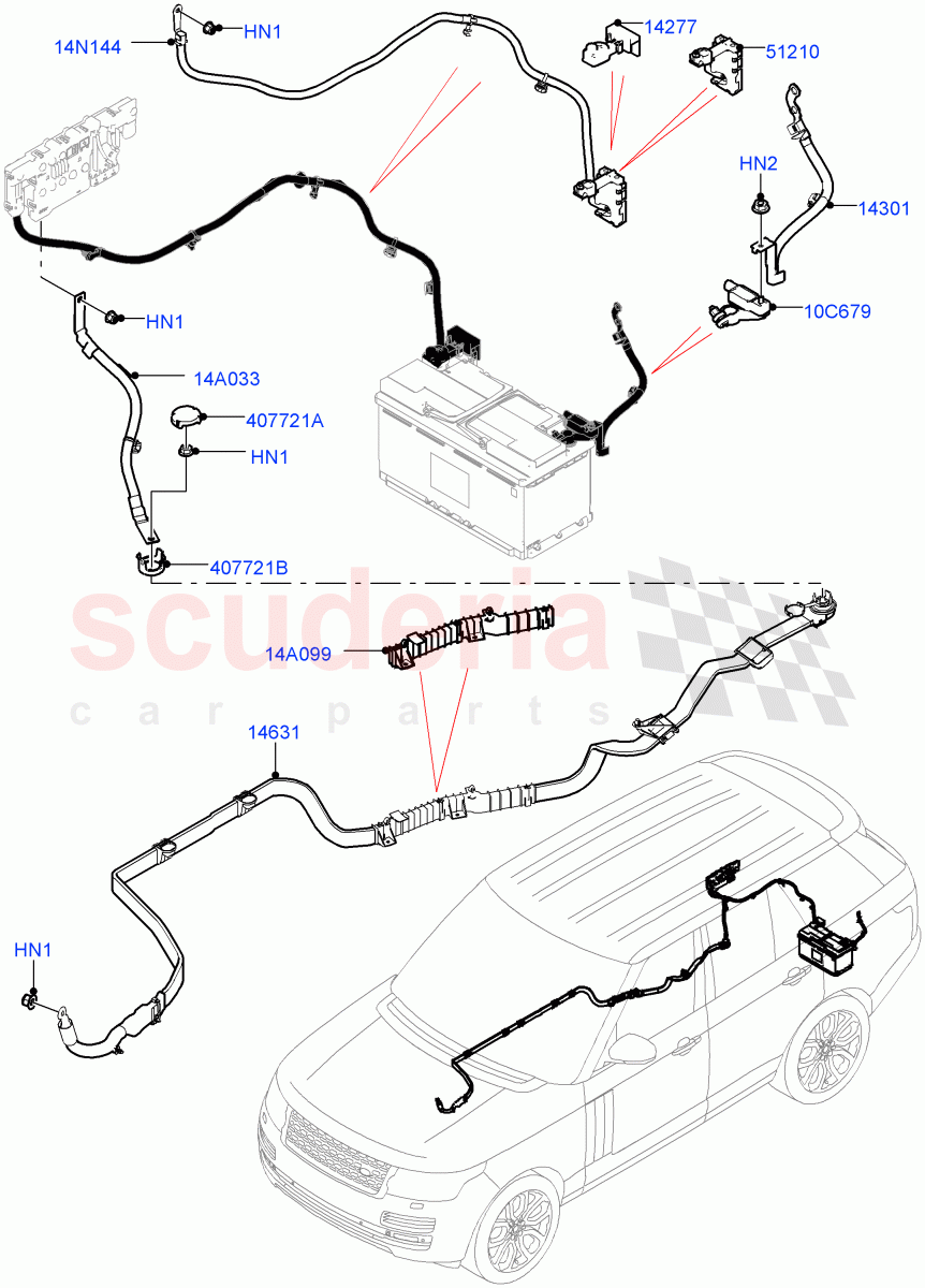 Battery Cables And Horn(Battery Cables)((V)FROMJA000001) of Land Rover Land Rover Range Rover (2012-2021) [2.0 Turbo Petrol GTDI]