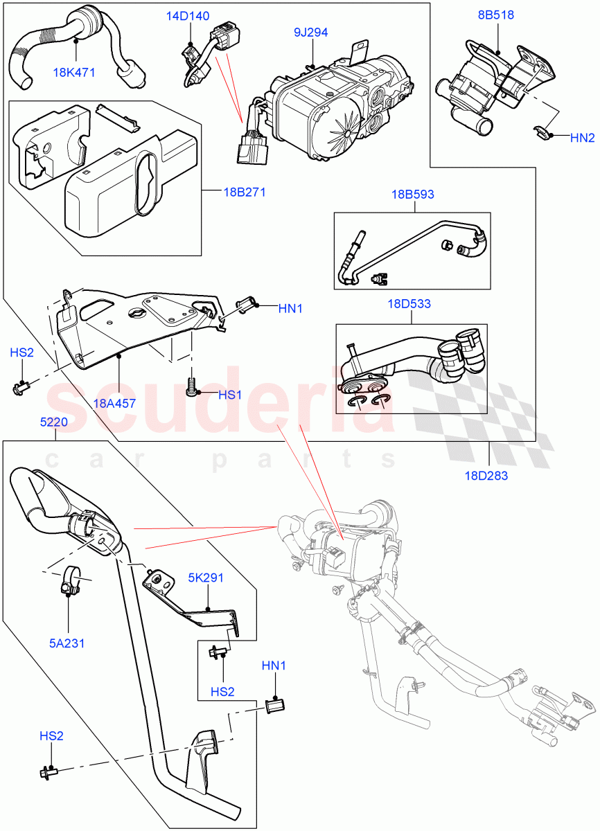 Auxiliary Fuel Fired Pre-Heater(Heater Components, External Components)(Changsu (China),Fuel Heater W/Pk Heat Less Remote,Fuel Fired Heater With Park Heat,With Fuel Fired Heater)((V)FROMFG000001) of Land Rover Land Rover Discovery Sport (2015+) [2.0 Turbo Diesel AJ21D4]