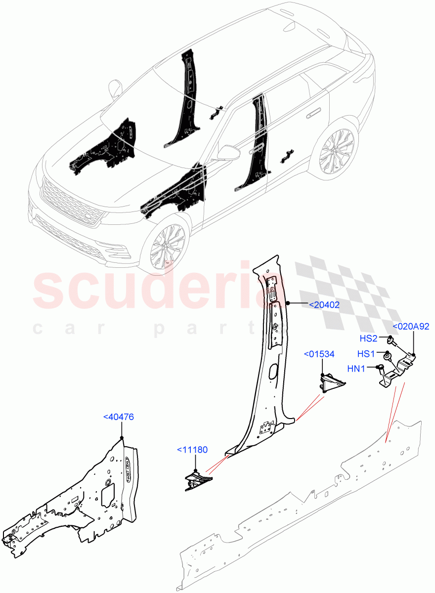 Side Panels - Inner(Inner - Front) of Land Rover Land Rover Range Rover Velar (2017+) [5.0 OHC SGDI SC V8 Petrol]