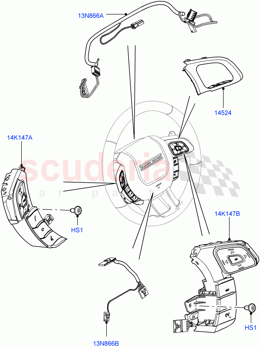 Switches (Steering Wheel) (Itatiaia (Brazil)) ((V) FROMGT000001) of Land Rover Land Rover Range Rover Evoque (2012-2018) [2.2 Single Turbo Diesel]