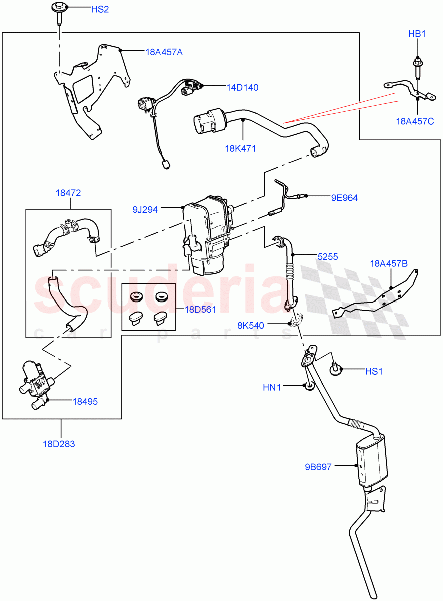 Auxiliary Fuel Fired Pre-Heater (2.0L AJ200P Hi PHEV, Fuel Fired Heater With Park Heat, With Fuel Fired Heater, Fuel Heater W/Pk Heat With Remote) of Land Rover Land Rover Defender (2020+) [3.0 I6 Turbo Petrol AJ20P6]