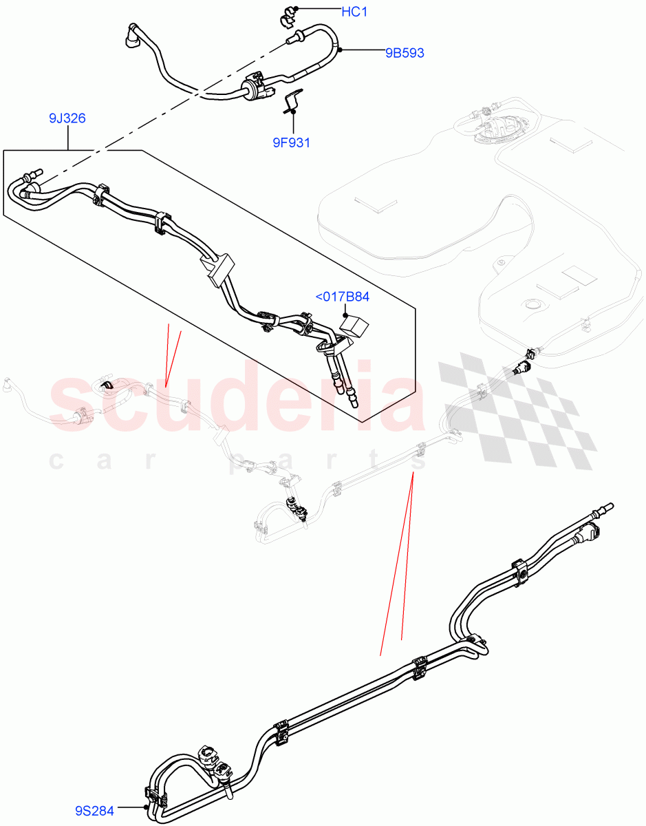 Fuel Lines(Front)(5.0L P AJ133 DOHC CDA S/C Enhanced,5.0 Petrol AJ133 DOHC CDA)((V)FROMEA000001) of Land Rover Land Rover Range Rover (2012-2021) [5.0 OHC SGDI SC V8 Petrol]