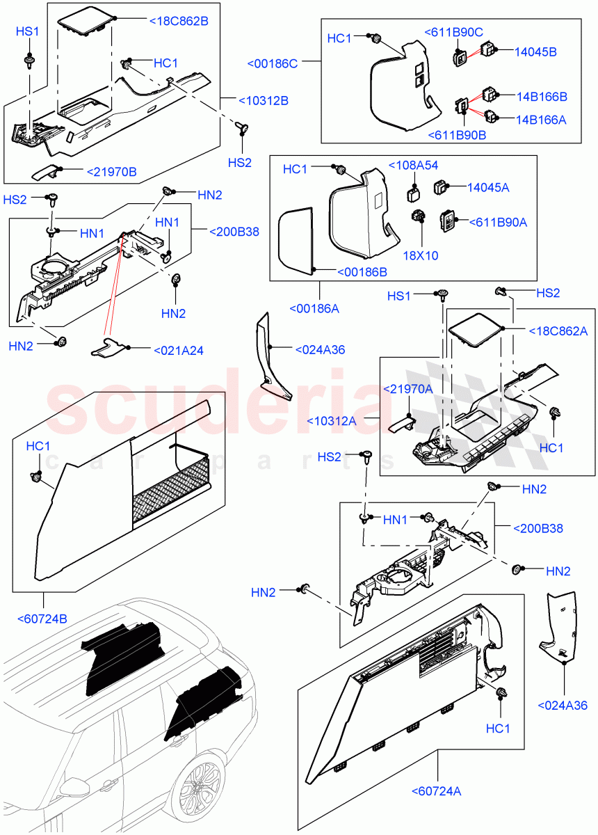 Side Trim(Luggage Compartment)(With 60/40 Power Fold Thru Rr Seat) of Land Rover Land Rover Range Rover (2012-2021) [3.0 Diesel 24V DOHC TC]