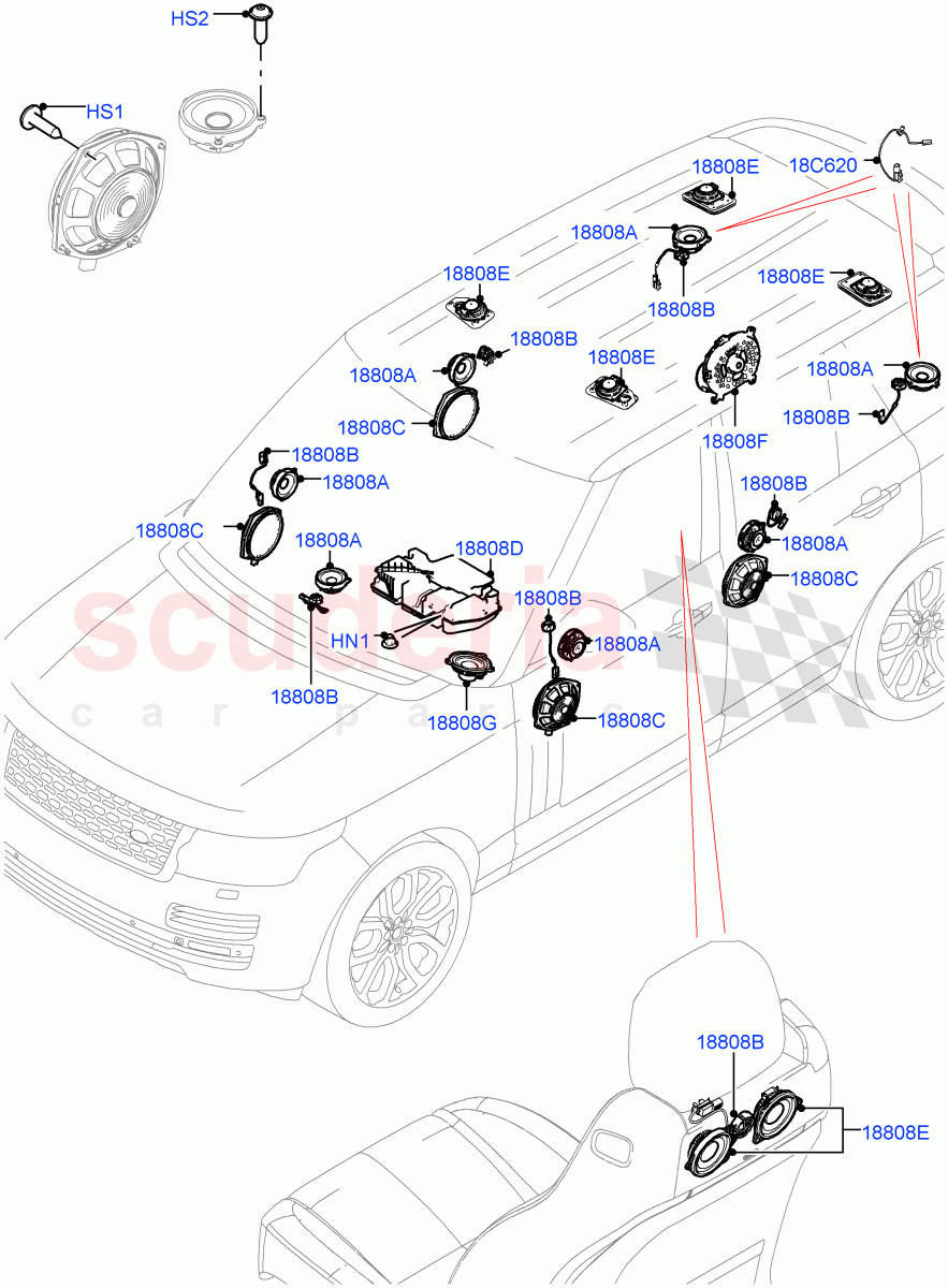 Speakers((V)TOHA999999) of Land Rover Land Rover Range Rover (2012-2021) [5.0 OHC SGDI NA V8 Petrol]