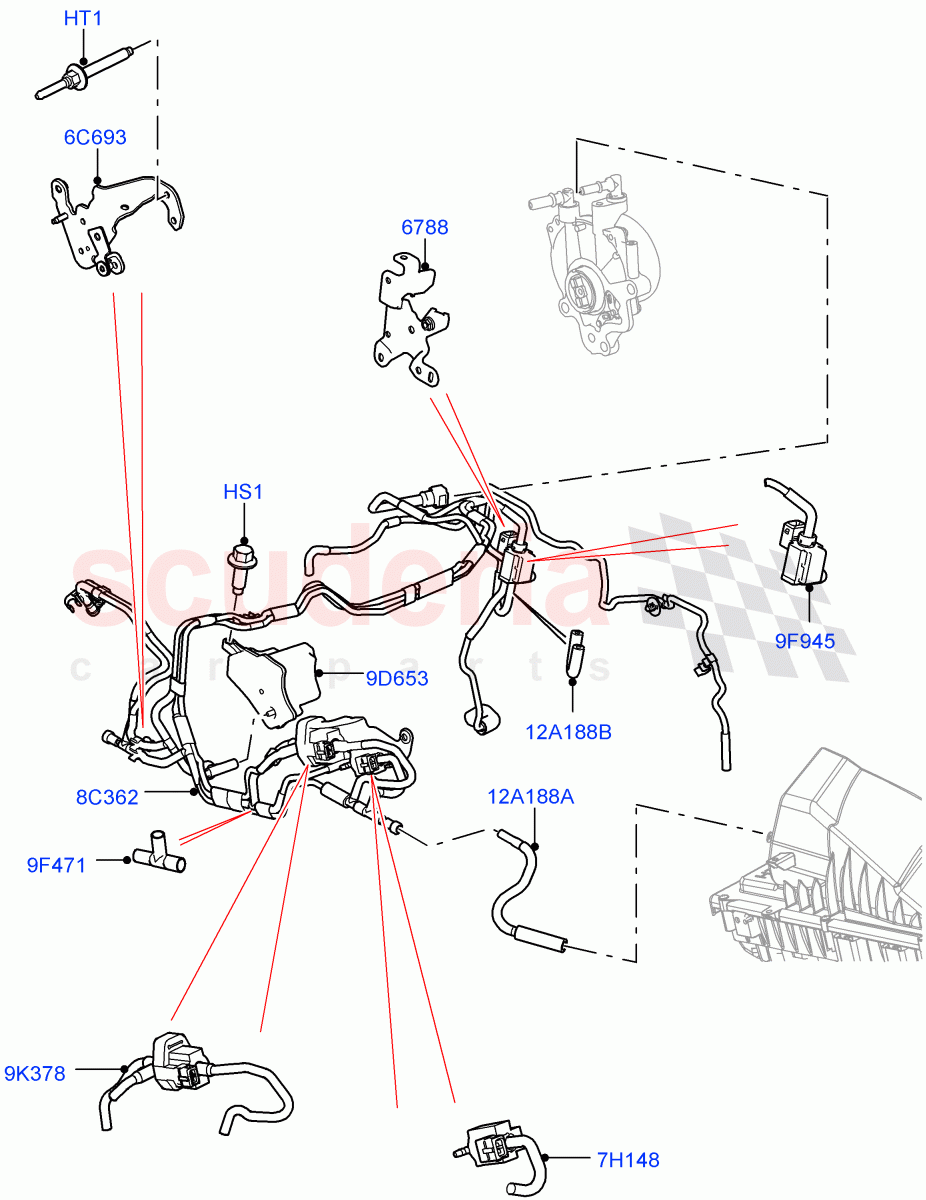 Vacuum Control And Air Injection(Solihull Plant Build, Engine Vacuum Harness)(3.0 V6 Diesel)((V)FROMAA000001) of Land Rover Land Rover Range Rover (2012-2021) [3.0 Diesel 24V DOHC TC]