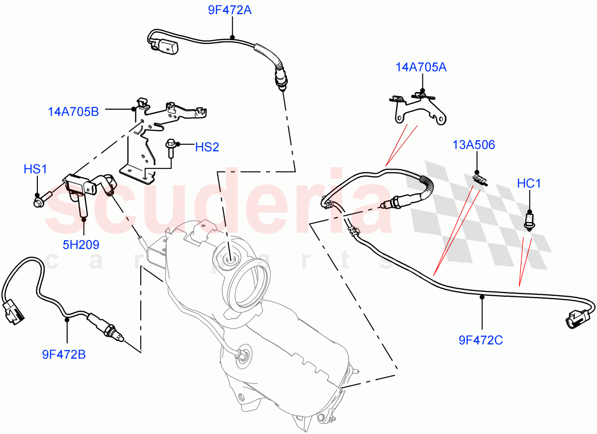 Exhaust Sensors And Modules(1.5L AJ20P3 Petrol High PHEV,Changsu (China))((V)FROMKG446857) of Land Rover Land Rover Discovery Sport (2015+) [1.5 I3 Turbo Petrol AJ20P3]