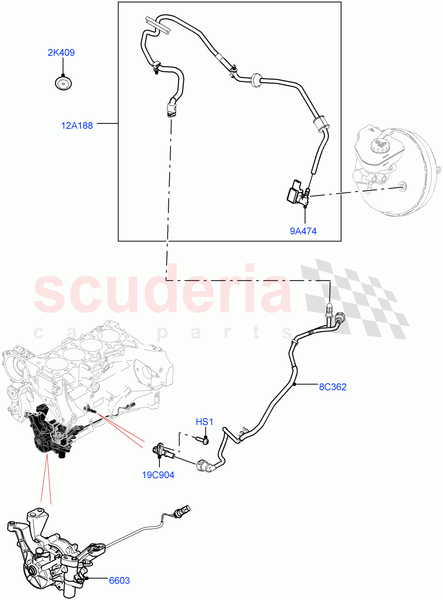 Vacuum Control And Air Injection(2.0L I4 High DOHC AJ200 Petrol,LHD,2.0L I4 Mid DOHC AJ200 Petrol)((V)TOLA999999) of Land Rover Land Rover Range Rover Velar (2017+) [2.0 Turbo Petrol AJ200P]