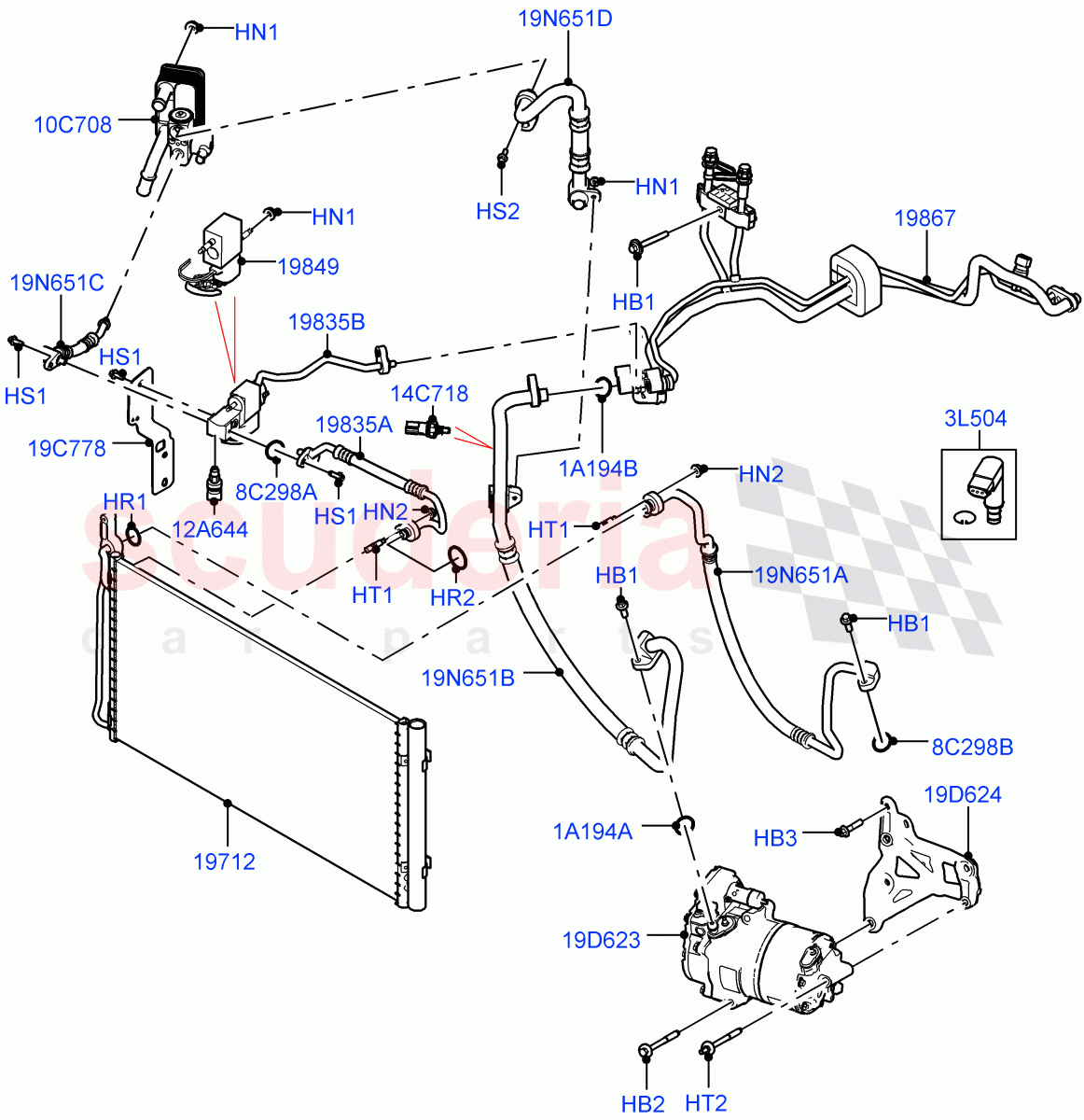 Air Conditioning Condensr/Compressr(Halewood (UK),Electric Engine Battery-PHEV)((V)FROMLH000001) of Land Rover Land Rover Discovery Sport (2015+) [2.2 Single Turbo Diesel]