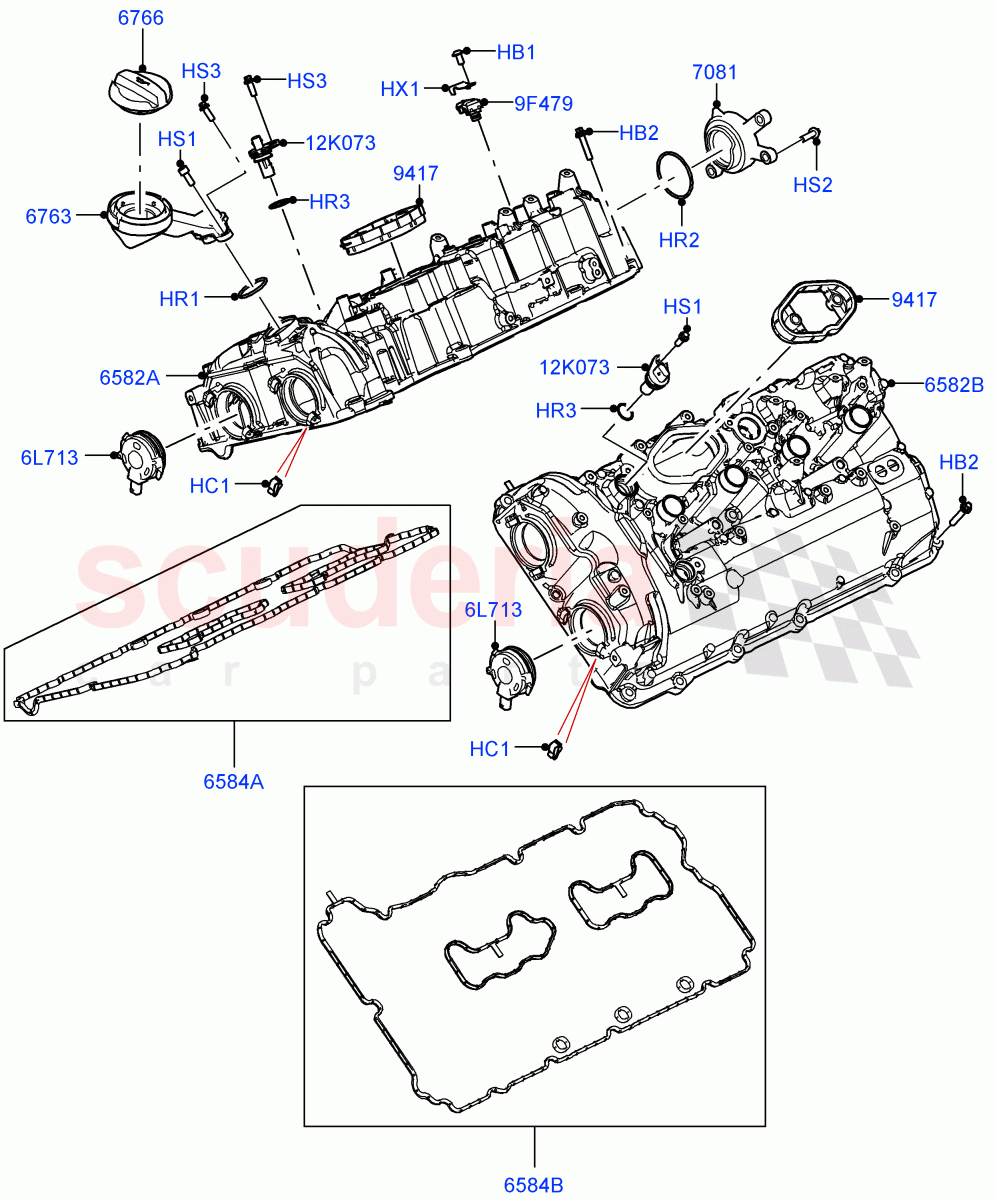 Cylinder Head Cover (4.4 V8 Turbo Petrol (NC10)) of Land Rover Land Rover Range Rover (2022+) [4.4 V8 Turbo Petrol NC10]