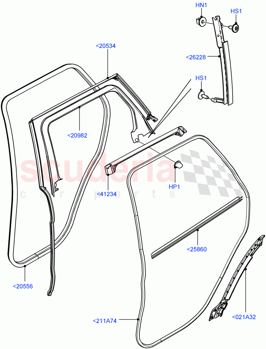 Rear Doors, Hinges & Weatherstrips (Weatherstrips And Seals) (5 Door, Halewood (UK)) of Land Rover Land Rover Range Rover Evoque (2012-2018) [2.0 Turbo Petrol AJ200P]
